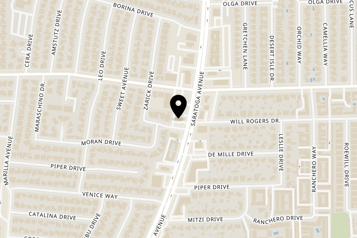 Map showing the location of Bill of Fare on 1069 Saratoga Ave in San Jose